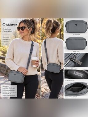 Lululemon Grey Crossbody Camera Bag Adjustable Strap